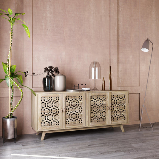 Ajisai Carved Side Board - Rathkaar.com