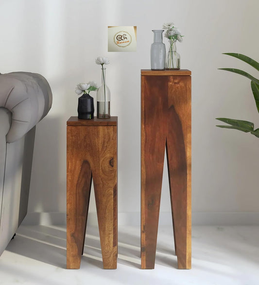 End Table Set Of 2 Solid Sheesham Wood