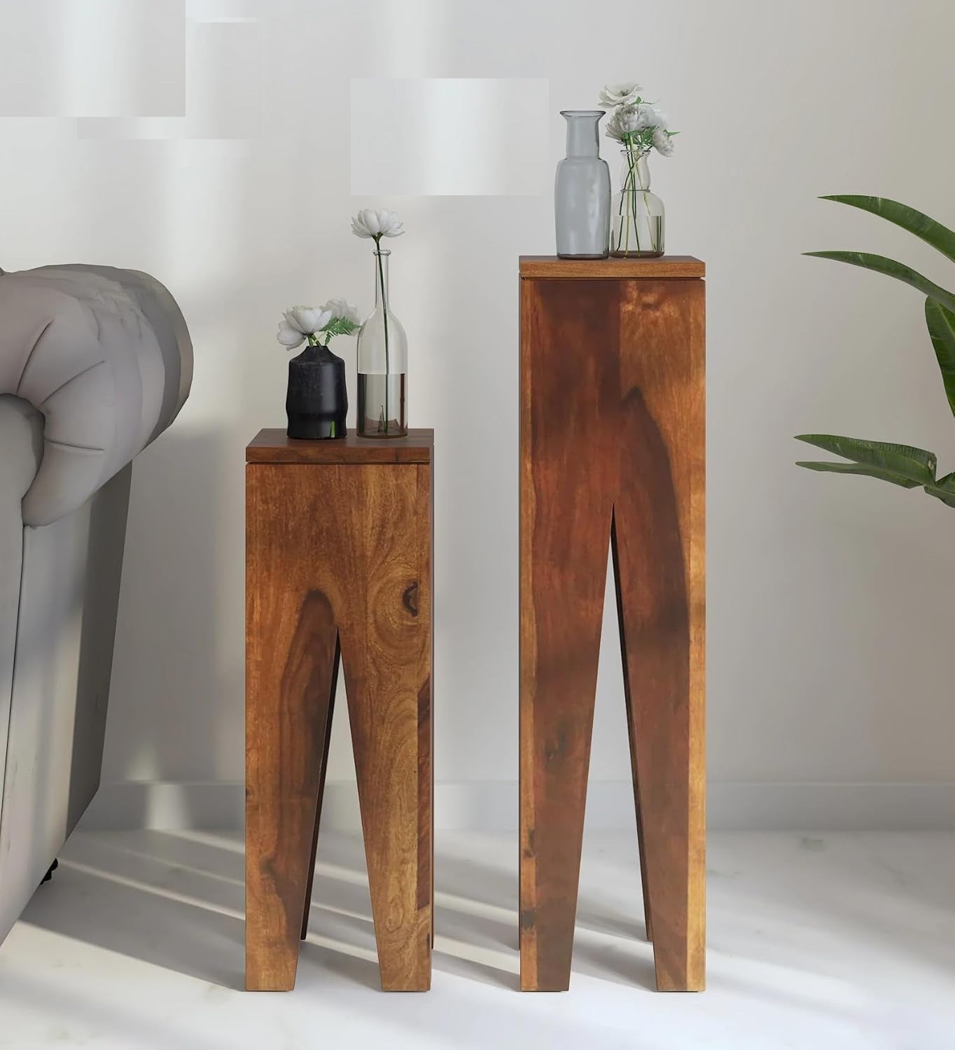 End Table Set Of 2 Solid Sheesham Wood