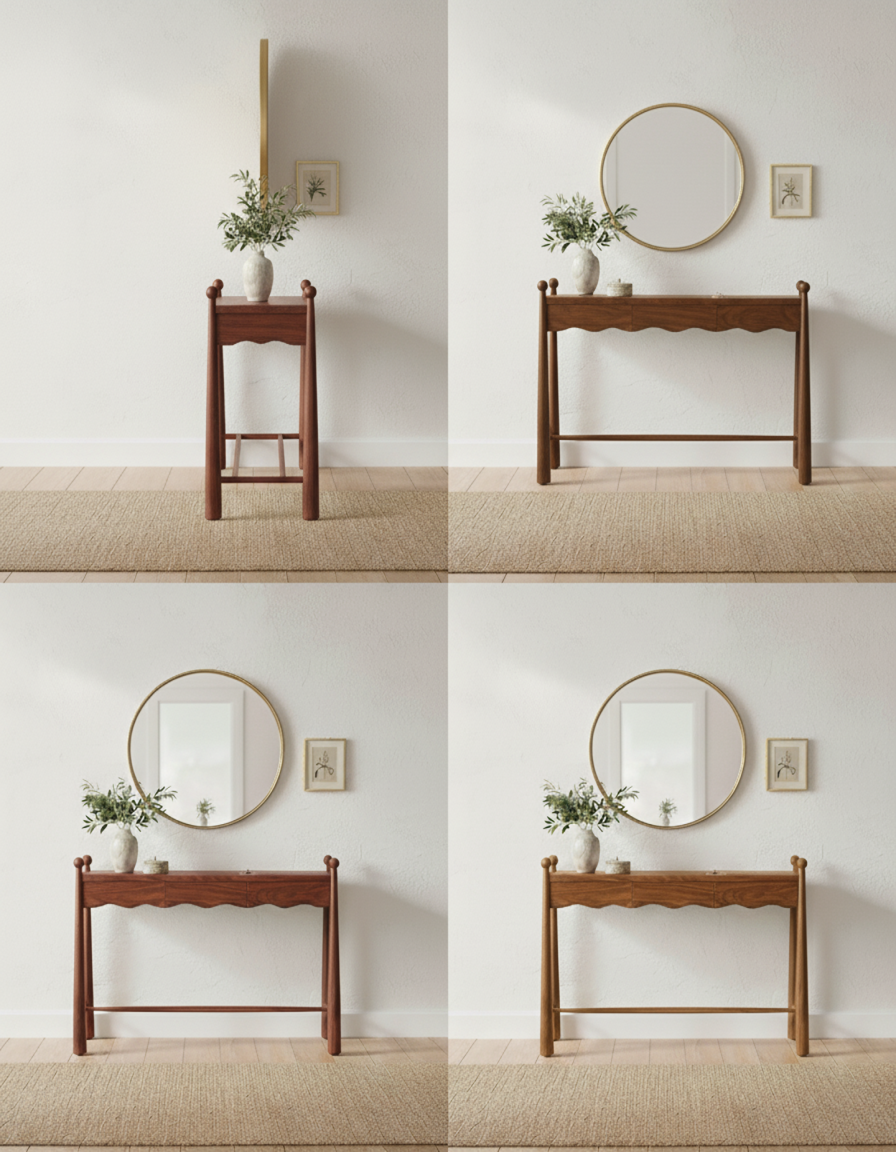 Wave Sheesham Wood Console Table