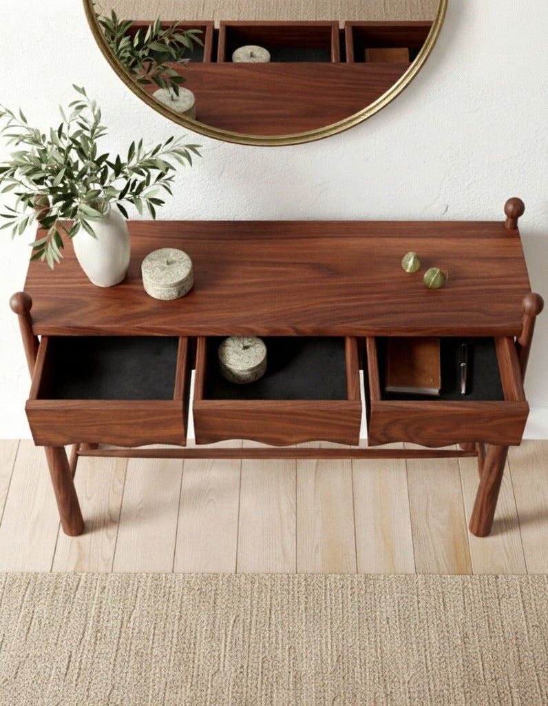 Wave Sheesham Wood Console Table