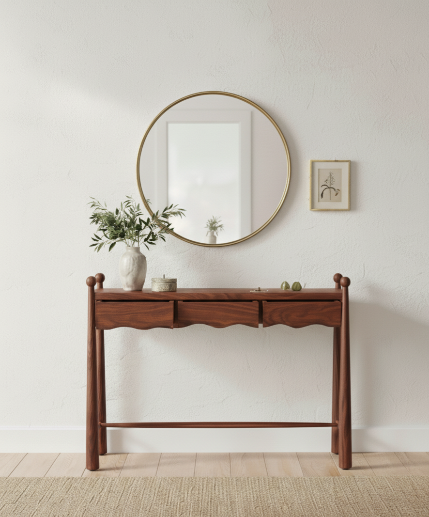 Wave Sheesham Wood Console Table