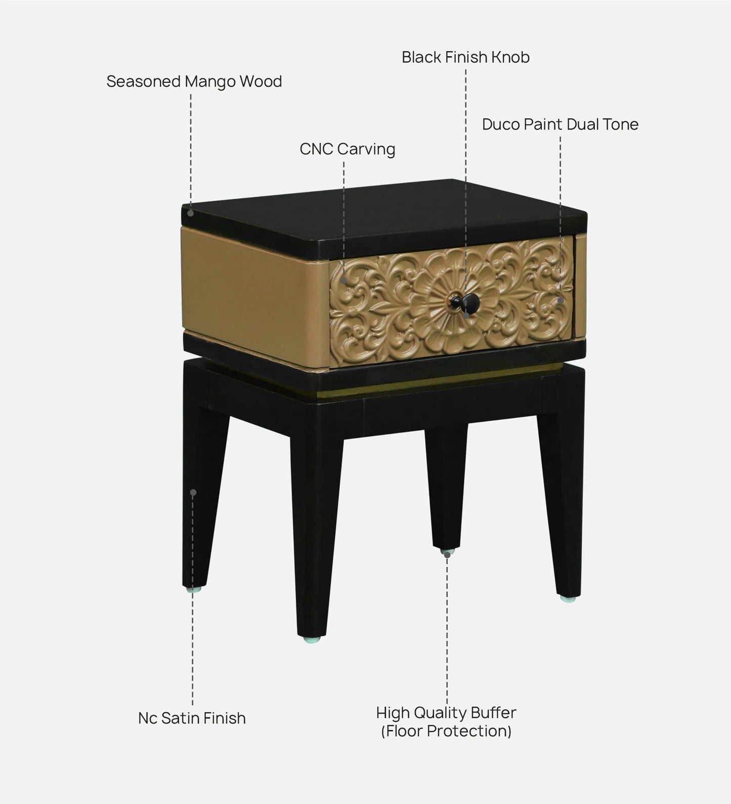 Adira 1 Drawer Bedside