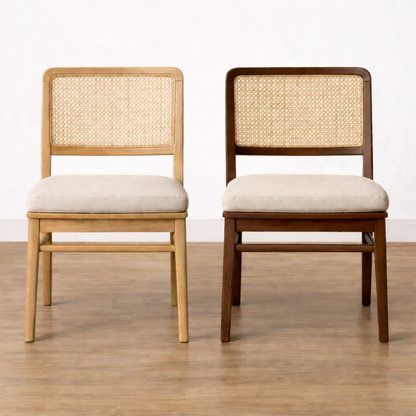 Linear Rattan Wooden Dining Chairs