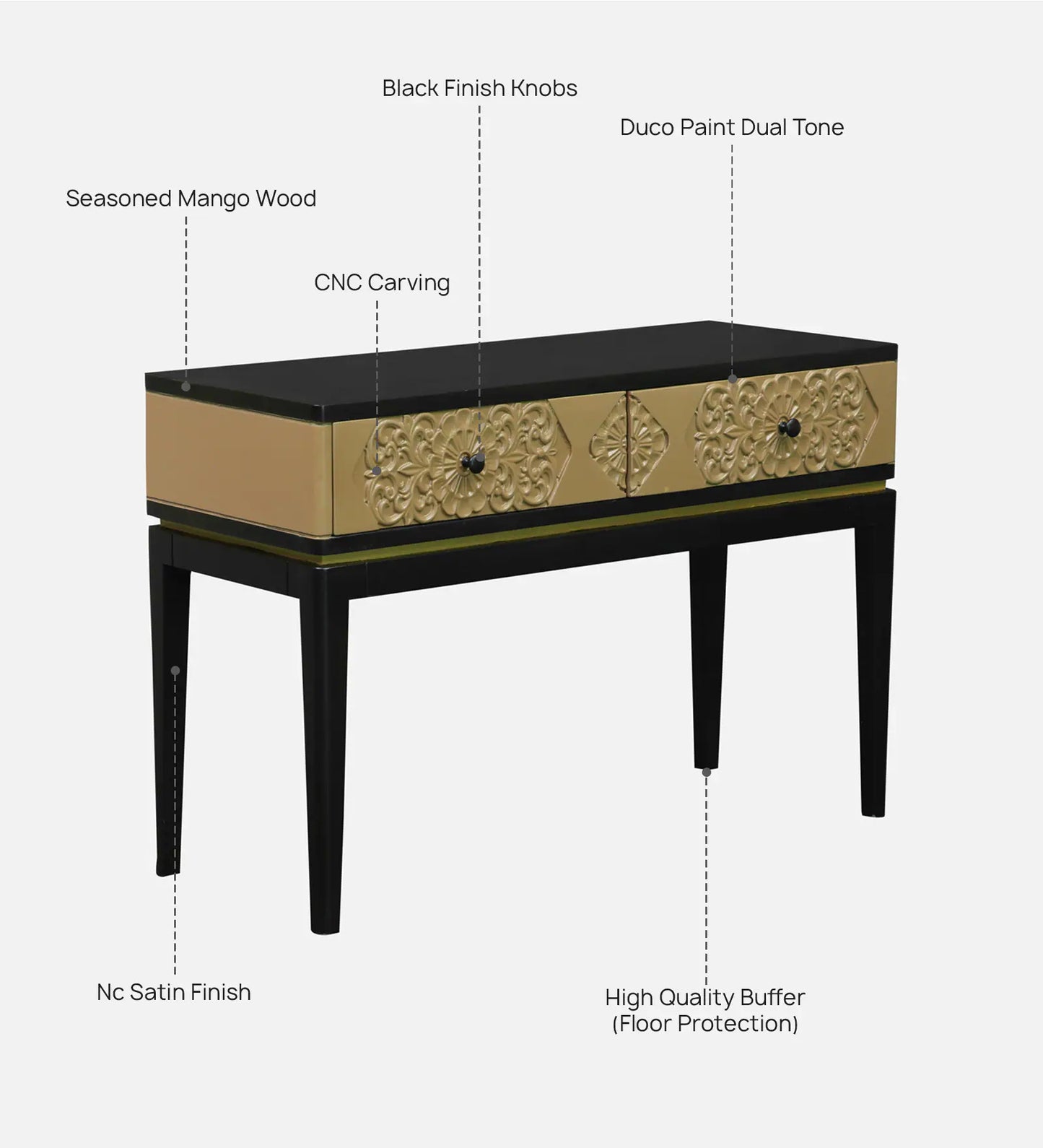 Adira Cosole table with 2 drawer made of solid mango wood