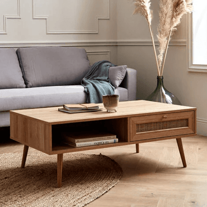 Atlas Solid Wood Rattan Coffee Table - Rathkaar.com