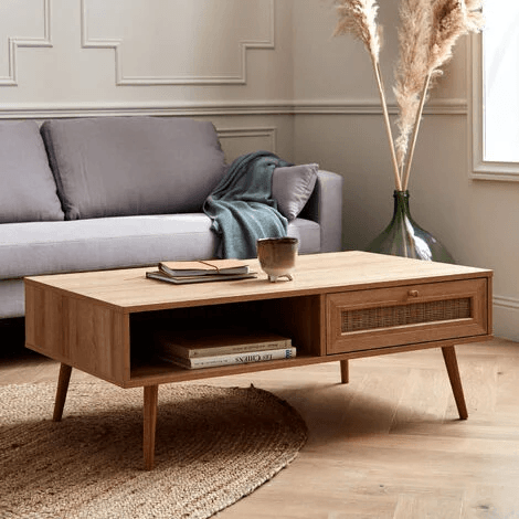 Atlas Solid Wood Rattan Coffee Table - Rathkaar.com