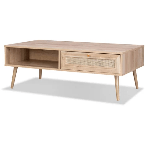 Atlas Solid Wood Rattan Coffee Table - Rathkaar.com