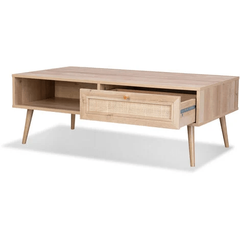 Atlas Solid Wood Rattan Coffee Table - Rathkaar.com