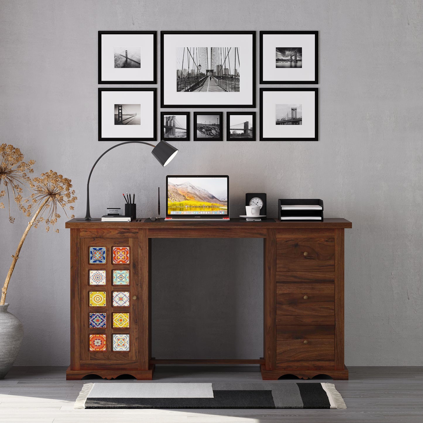 Writing Table With Ceramic Tiles