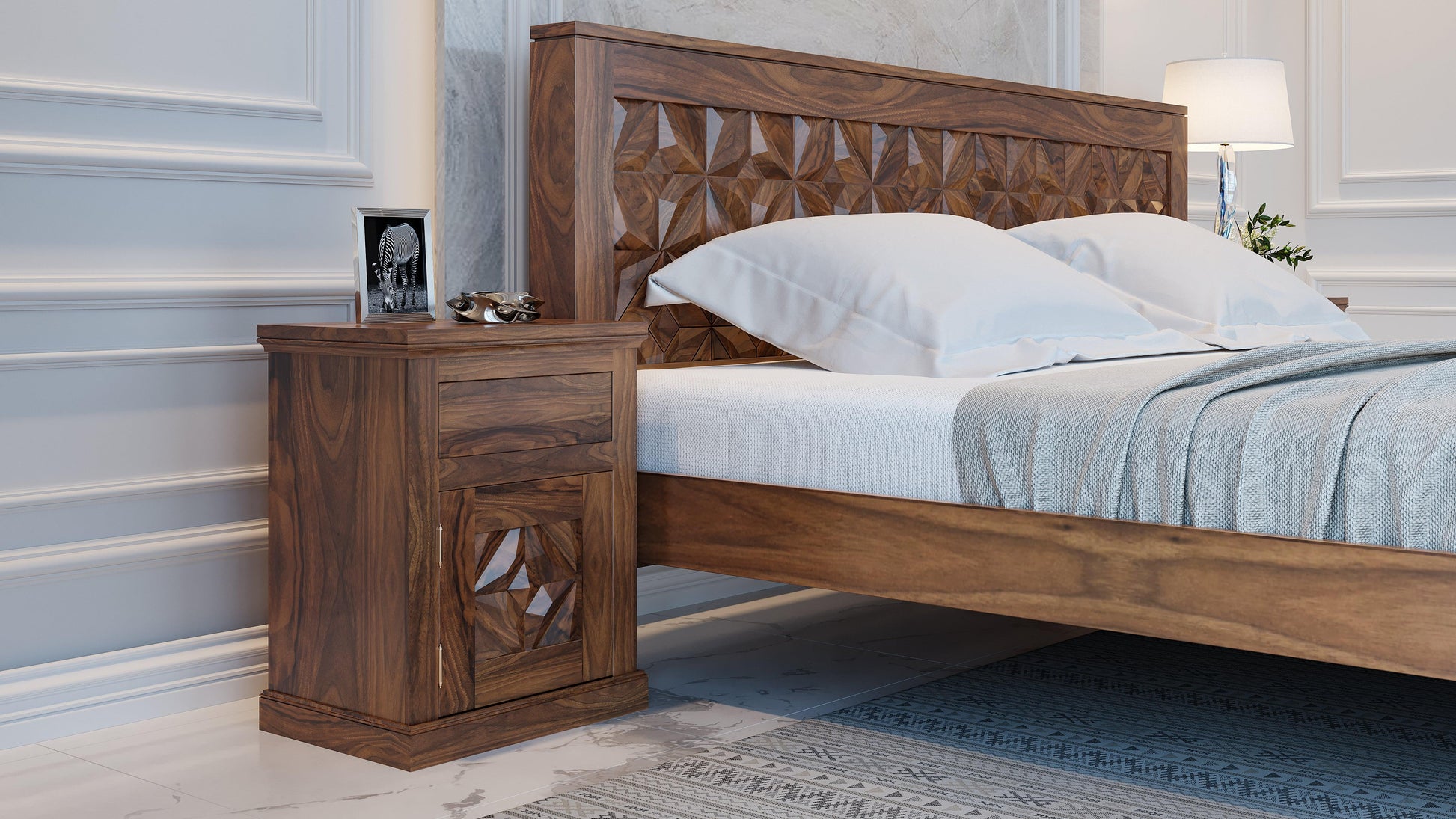 Baylee Solid Wood Bed Side Table - Rathkaar.com