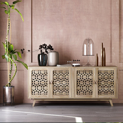 Ajisai Carved Side Board - Rathkaar.com