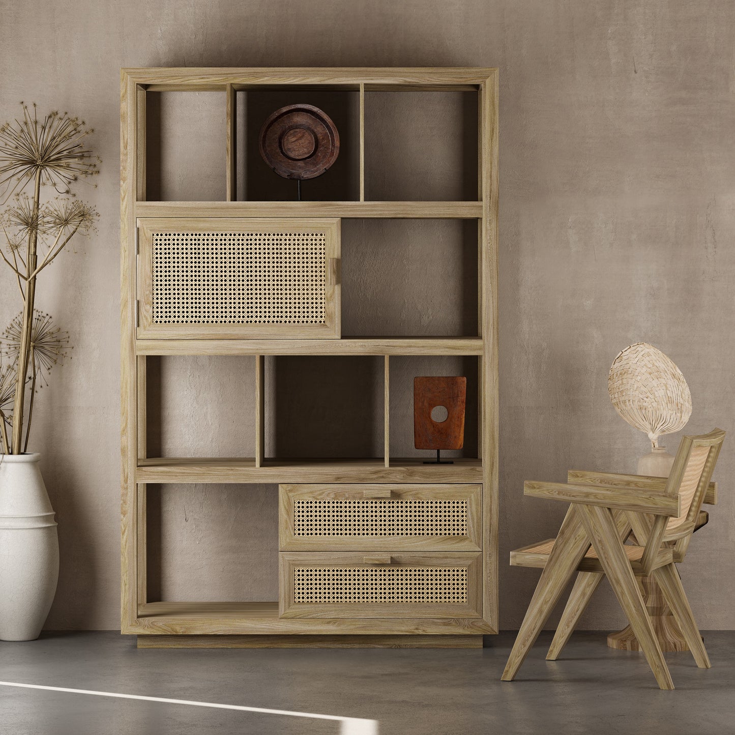 Pearl Rattan Bookcase