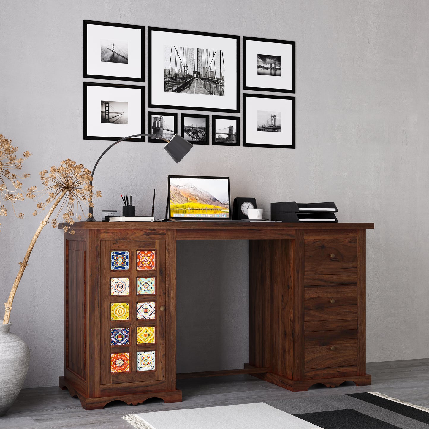 Writing Table With Ceramic Tiles