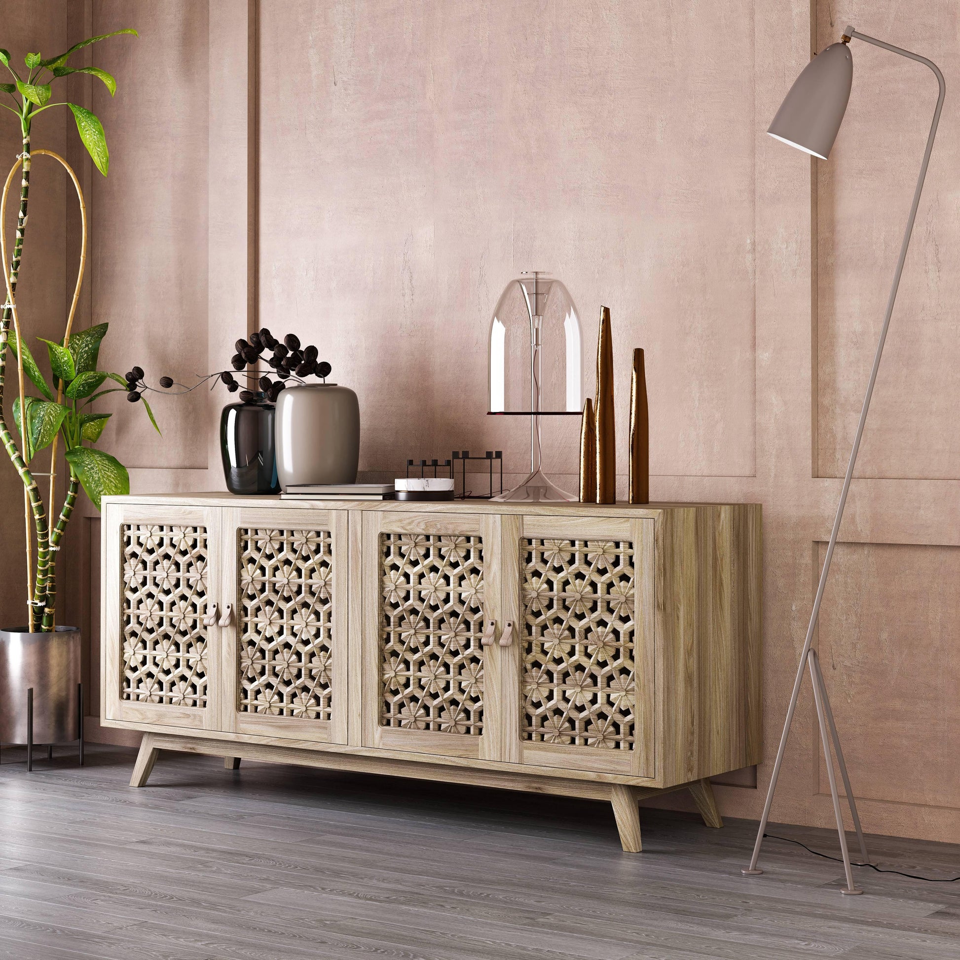 Ajisai Carved Side Board - Rathkaar.com